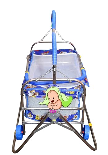 Bachaa Ji Toy Baby Jhula For New Born Baby Cradle Sleeping- Mosquito Net Baby Jhula Blue Colour - Iron