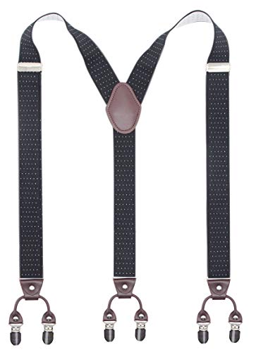 Image of Men's Heavy Duty Y-Back Suspenders, 6 Strong Metal Clips Adjustable Elastic Straps for Work, Tuxedos, and Daily Wear
