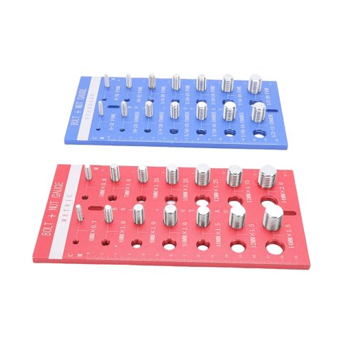 HEEPDD Vérificateur de Filetage d'écrous et de Boulons, Construction en Alliage d'aluminium avec Conception à Double Panneau pour une Mesure Précise des Tailles Standard et Métriques dans les