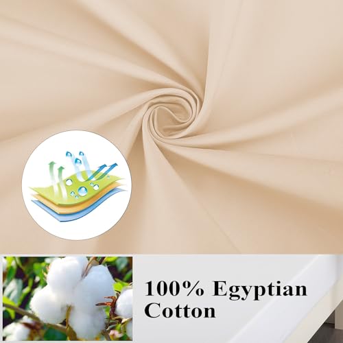 Image of 100% Egyptian Cotton Zippered Toddler Pillowcases Set of 4, 600 Thread Count Small Pillow Cases, Super Soft and Breathable Pillow Protector, 13x18 Inches (Beige, Toddler)