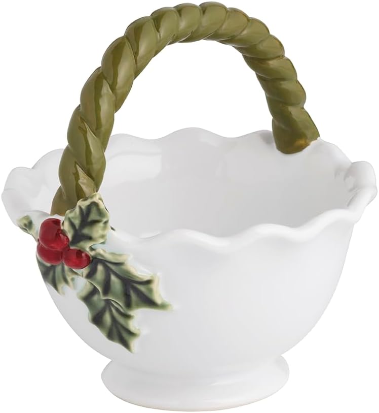 Mud Pie Christmas Bow Toile Candy Bowl