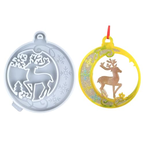 Molde de silicona para colgante de ciervo de árbol de Navidad, suministros de manualidades flexibles y reutilizables, adornos navideños, accesorios de fabricación de joyas para manualidades
