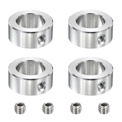 sourcing map 4pcs Stainless Steel Shaft Collar, 20mm(13/16") ID 32mm(1 1/4") OD 14mm(9/16") Thickness Single Hole Bore Shaft Locking Collars for Gearbox Assemblies, Machine Tools