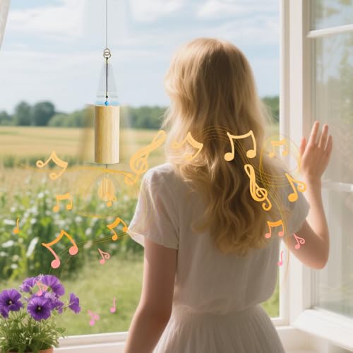 Hojalis Japanische Bambus Windspiele, Natürliches Bambus-Windspiel, BambusWindspieles, Windspiele Für Draußen Hängend, Klangspiel Für Yoga, Klangheilung, Meditation, Hausgarten-Dekoration (D-Akkord)