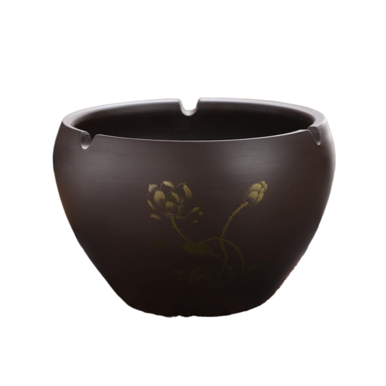 Grand cendrier en terre cuite violette vintage pour sublimer votre table de salon