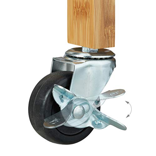 Relaxdays Carrito Cocina con Encimera, Cajones y 4 Ruedas, Bambú y Mármol, Marrón, 85,5 x 89,5 x 36 cm - imagen 8