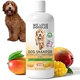 Dog Shampoo, Conditioner & Detangler - Best Shampoo for Goldendoodles, Poodles & Doodles Pet Hair - Hypoallergenic, Tearless, Sensitive Skin for Puppies & All Dog Breeds - Made in USA, 16OZ (Mango)