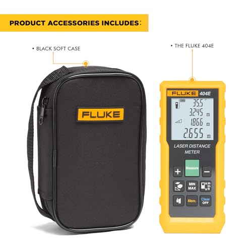 Image of Fluke 404E 40mtr Digital Laser Distance Meter Tape with Free Carry Case Large LCD Display IP54 Dust & Water Resistant Distance Area and Volume Measurement (1 Year Warranty)