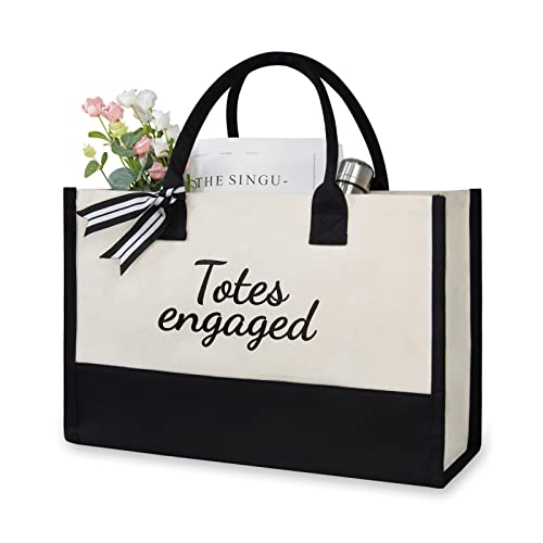 Image of TOPDesign Canvas Tote Bag, Bridal Shower Gifts for Bride, Wedding Bachelorette Bride Gifts Shoulder Bag