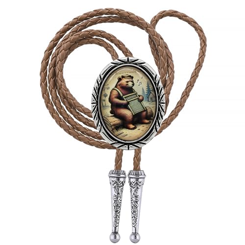 Image of Jeilwiy Bolo Tie for Men Western Cowboy Gothic Bolo Tie Necklace Halloween | Glow in Dark Bolo Tie for Men Women, 3D Halloween Bolo Tie, Gothic Western Ties, String Ties for Men Rodeo Leather Necktie
