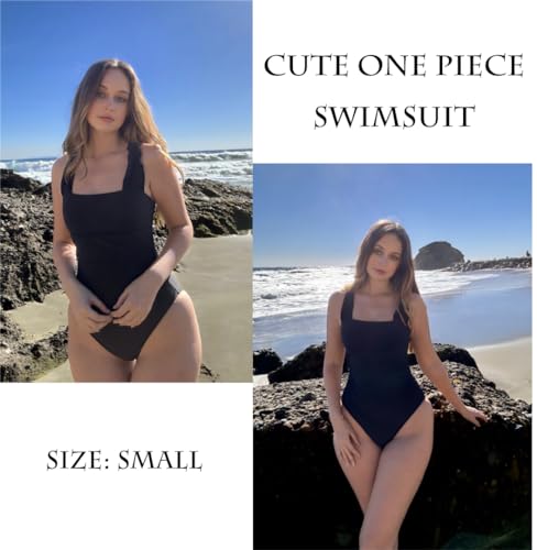 AI'MAGE Women's One Piece Swimsuits Square Neck Tummy Control Bathing Suit with Adjustable Ruffled Straps Swimwear S-XXL3
