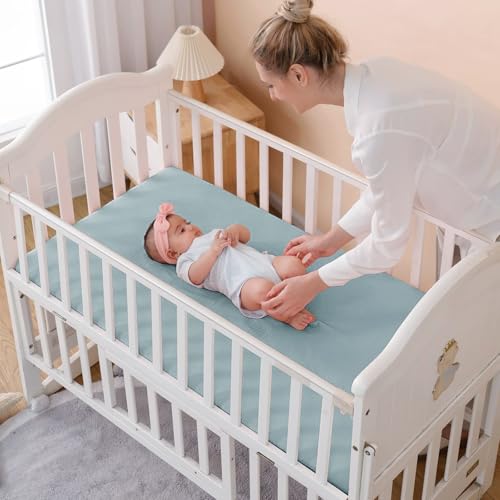 Image of Muslin Crib Sheets for Baby Boys Girls, Neutral Fitted Crib Mattress Sheet