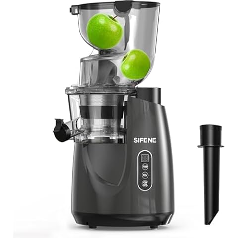 SiFENE Cold Press Juicer Machine, Vertical Slow Masticating Juicer with Large 3.3in Feed Chute for Whole Fruits & Vegetables, High Juice Yield, Quiet Operation, Easy to Clean, Dark Gray Cover