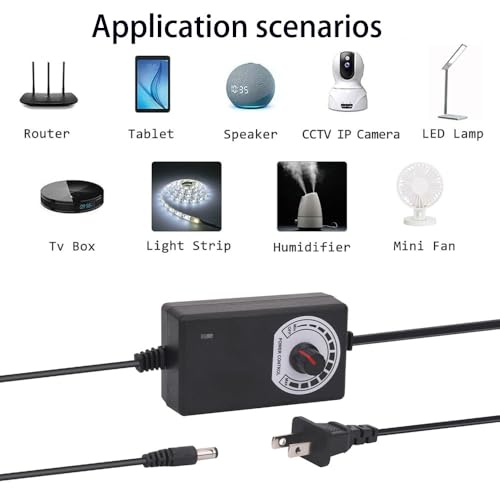Wgmhefun PA-01 Multi-Functional 12V Pc Fan Speed Controller,Fan Power Supply,100-240V Ac To 3-12V Dc 24W Adjustable Pc Fan Power Adapter,With Fan Splitter Cable,Dc Female To 2 X 3/4 Pin thumb #2