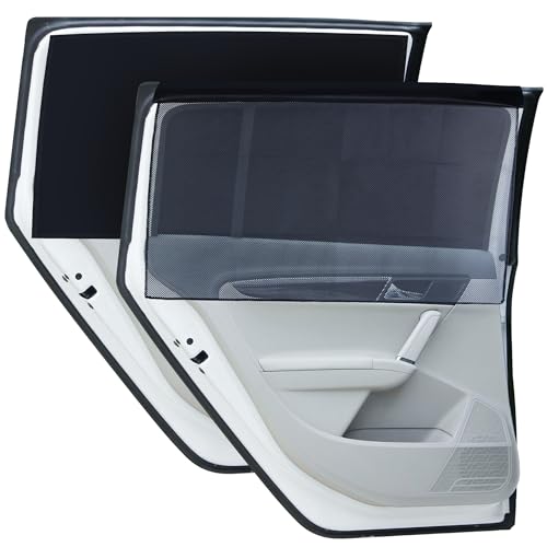 Image of Car Window Shades, 2 Pcs Magnetic Double Layer Auto Sun Shade Curtains for Side Windows, Car Window Curtains Cover Sunshade Screen for Baby UV Protection, Full/Half Blackout Cover Options