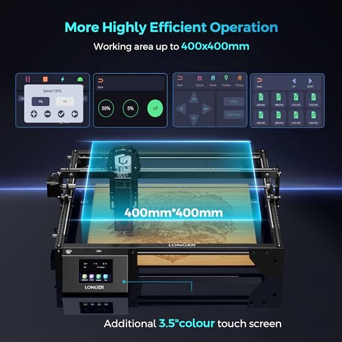 LONGER Laser Engraver Ray5 10W, 60W DIY Laser Cutter and Laser Engraving Machine with 3.5" Touch Screen,0.06mm Laser Spot 10000mm/min, Offline Usage CNC Laser Engravers for Wood Metal Acrylic Glass