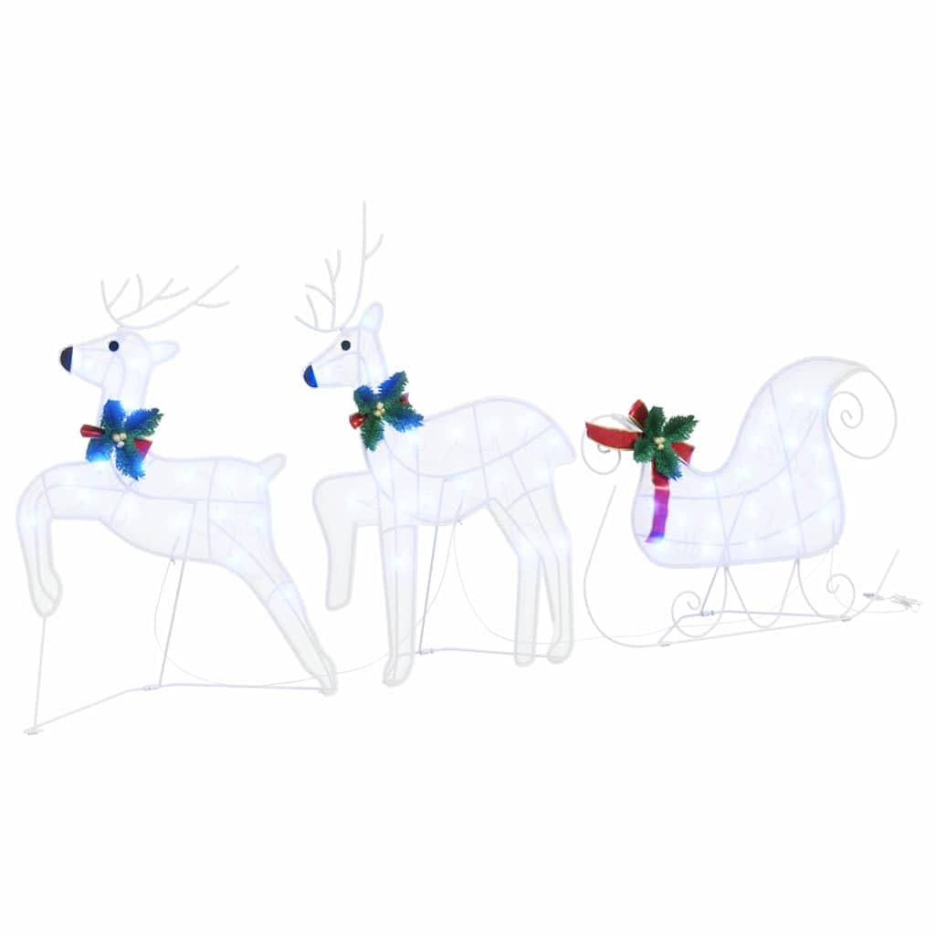 Set di 5 renne a LED in tessuto bianco, decorazione natalizia con figure luminose USB, per interni ed esterni, decorazione festiva