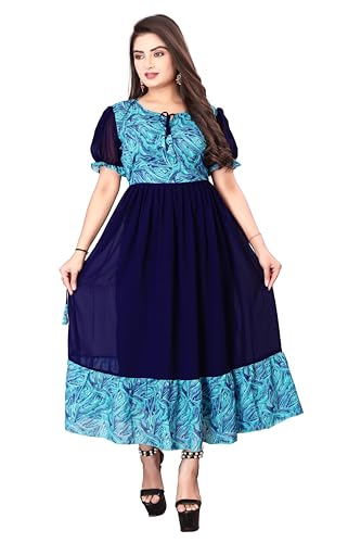 Image of eightone Floral Printed Cotton Frock for Women | Fit and Flare Midi One Piece Dress | Casual Western Dress for Women