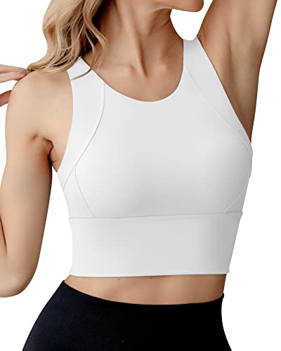 Image of Ama Larsi High Neck Longline Sports Bra for Women | Padded, Medium Impact, Wirefree, Workout Crop Tank Tops, Yoga Gym
