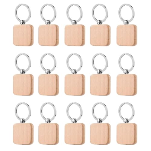 Amazon.co.jp: HappyHome 木製キーホルダー 無地 15個セット 四角