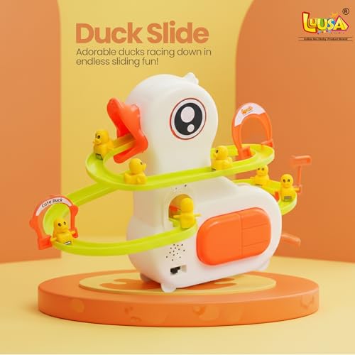 Image of Luusa Duck Slide Toy with LED Lights & Music | Electric Climbing Duck Track Toy | Educational Musical Slide Game for Kids 3-6 Years | Fun Toddler Toy Gift for Boys & Girls