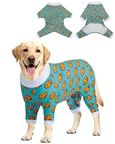CuteBone Big Dog Clothes Pitbull Golden Retriever Post Surgery Suit Stretchy Calming Anxiety Pet Pajamas Shirts Shedding Suits Onesie for Medium/Large Sized Dogs Labrador Bully TTZP04M