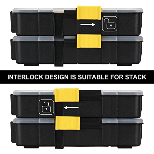 Mayouko Stackable Plastic Toolbox Organizer, Interlocking Small Parts Organizer, Compartment Toolbox For Screw,Nail,Hardware, 2Pcs #TOP3