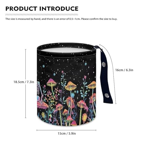 Image of Mushroom Skull Car Trash Bag - Portable Garbage Bin for Front Seat, Back Seat, Floor - Universal Collapsible Easy to Clean Car Garbage Accessory
