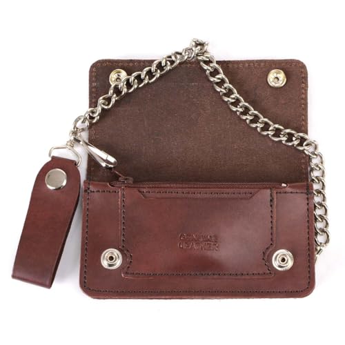 Image of Milwaukee Leather MLW7889 Men's 7.5 inch Black Premium Leather Soft Biker Wallet - Bi-Fold Anti-Theft Stainless Steel Chain