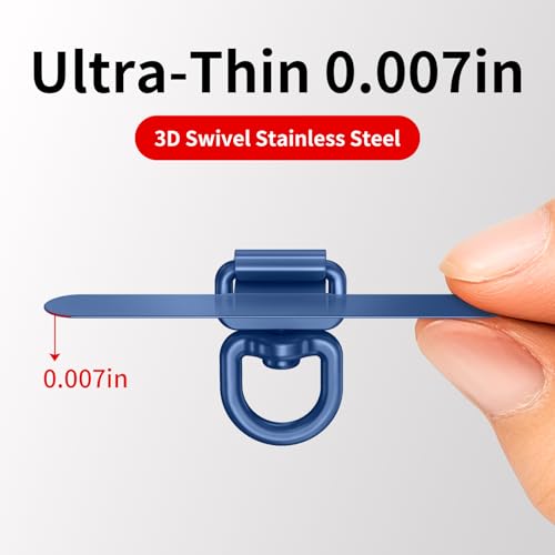 Image of saxsion Phone Tether Tab & Lanyard Tab, 360 Swivel Clip - Ultra Thin Stainless Steel Universal Patch for All Phone Cases