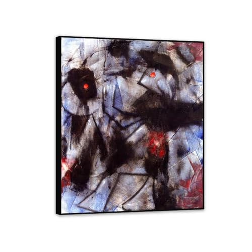 Max Ernst Composition avec deux oiseaux tableau sur toile encadré noir 60x50cm
