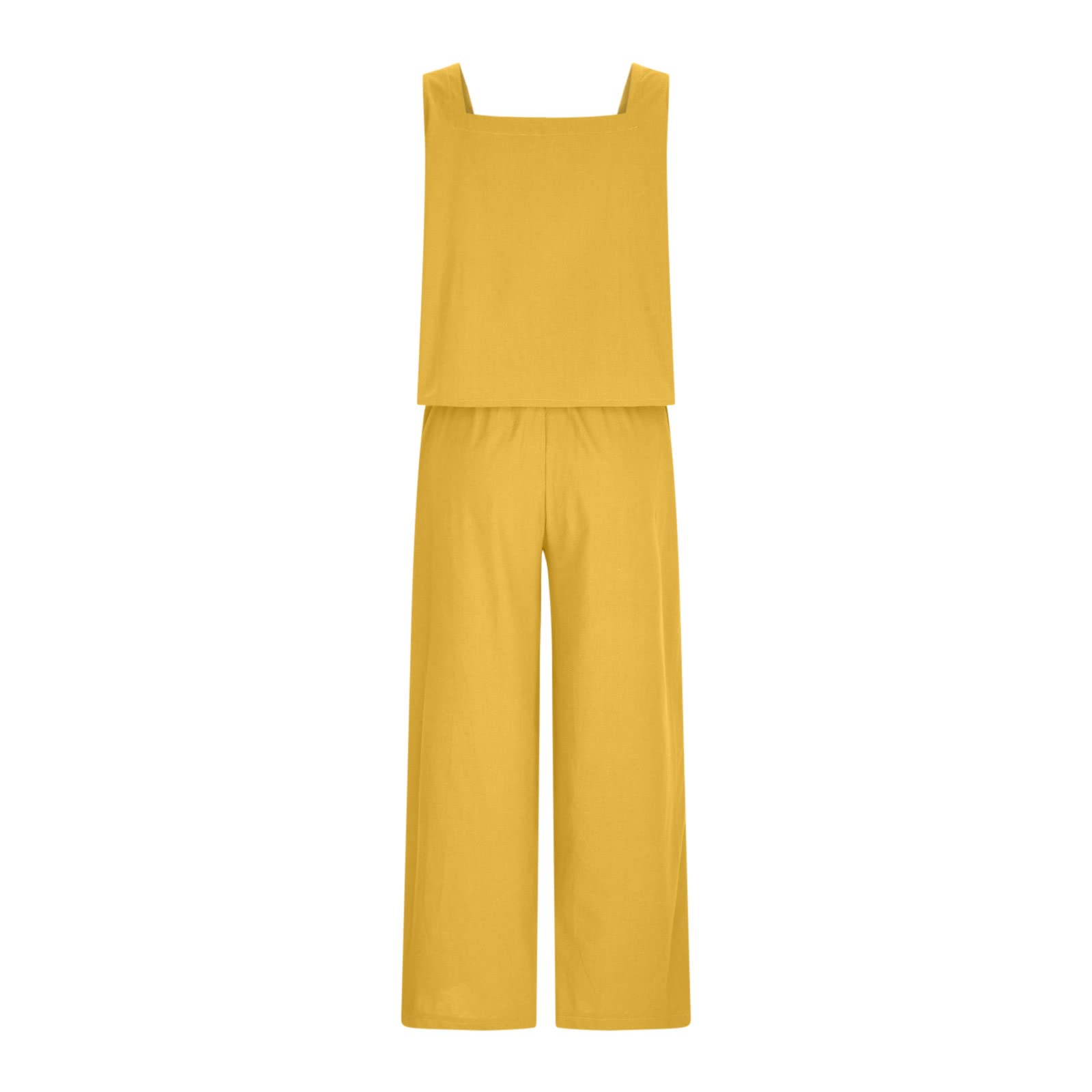 TIMIFIS 2 pezzi di cotone lino abiti per le donne estate casual canotta crop top gamba larga pantaloni lunghi set vacanza con tasca