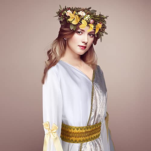 2 Pcs Toga Costume Greek Goddess Costume Set, Include Grecian Kids Roman Costume and Roman Crown Leaf Wreath