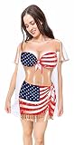 The Original Women's Bikini Shirt - Funny Bikini Print Bathing Suit Cover-up Beach Tshirt Dress for Women Men (American Flag Sarong, One Size Plus)