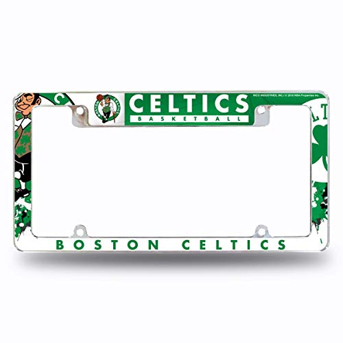 Rico Industries NBA Boston Celtics Primary 12" x 6" Chrome All Over Automotive License Plate Frame for Car/Truck/SUV