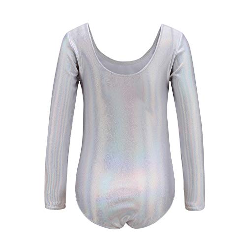 Girls\' Activewear Dresses Gymnastics Leotards for Girls Dance Ballet Suit Unitard Gymnastic Athletic Outfits (110, Silver) - Thumbnail 6