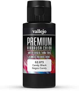 Vallejo - Premium Color RC Candy Black 2.02 Fl.Oz. (60 ml) for Airbrushing, Acrylic-Polyurethane Hybrid Resin of Great Resistance Paint for Model and Hobby Use