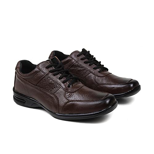 Sapato Social Masculino de Couro HB601 Air Confort Plus Cor:Marrom;Tamanho:44