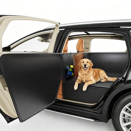 Dog Car Seat Cover for Back Seat,Waterproof PU Leather Hard Bottom Car Seat Cover for Dogs,Non-slip Backseat Dog Cover with Upgraded Door Protection Flap 52×25in,Dog Hammock for Car SUV Small Trucks