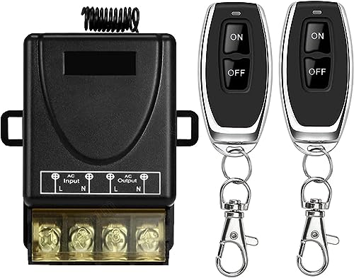 QIACHIP 433MHz Interruptor de Control Remoto inalámbrico Control de Radio AC 220V 230V 240V 110V 30A Controlador de relé con 2 transmisores, para Bomba de luz, Sistemas de Seguridad