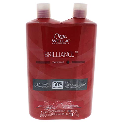 Wella Brilliance Shampoo and Conditioner Liter Duo for Coarse Colored Hair, 33.8 Ounce