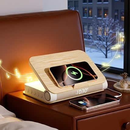 Vivilumens Alarm Clocks Wireless Charger Bluetooth Speaker Loud Sunrise Bedside Lamp for Heavy Sleepers Vivilumens Alarm Clocks Wireless Charger Bluetooth Speaker Loud Sunrise Bedside Lamp for Heavy