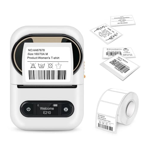 E210 �T�[�}���v�����^�X�e�b�J�[�|�[�^�u�����C�����X Bluetooth �~�j���x���}�V���X�e�b�J�[�v�����^ �ȒP�ɑN�₩�ȃ��x�������(White Printer)