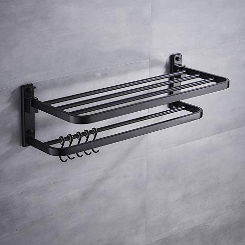Rails porte-serviettes doubles pliables muraux 60 cm avec crochets