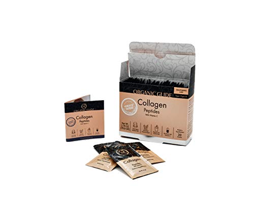 Organic Glide Grass-Fed Hydrolyzed Collagen Peptides Protein Powder W/ Vitamin C | Natural VERISOLÂ® Collagen Supplement (Type I & III) | Gluten-Free, Keto | 30 Handy Individual Travel Packs