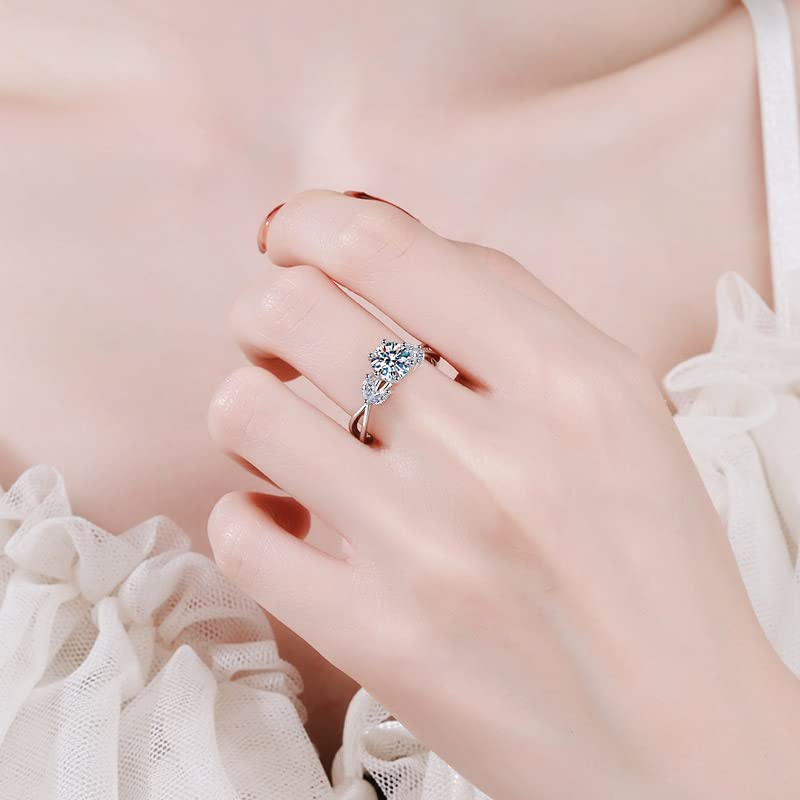 Bague moissanite 1ct argent 925 et oxyde de zirconium