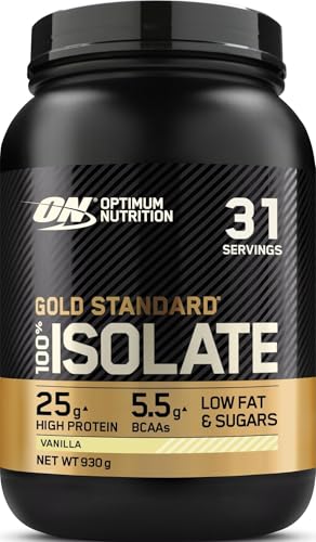 Optimum Nutrition Gold Standard 100% Proteína de Suero Aislada en Polvo, Sabor Vainilla, 930g, 31 Servicios