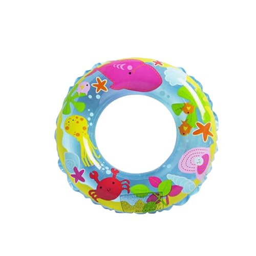 Image of Fish Print Inflatable Swimming Ring for Toddlers | Cute Anti-Flip Water Safety Baby Floater |Swim Float for Kids | Durable Multicolour PVC Tube for Pool, Beach & Summer Fun- Pack of 1