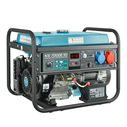 Generador de gasolina KS 7000E-1/3 con sistema de cambio de fase VTS,generador electrico 5500W, arranque manual/eléctrico,1x16A (400V),1x32A (230V) motor EURO-V,power station con(AVR)