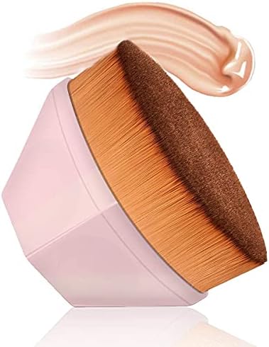 Foundation Makeup Brush Flat Top Kabuki Hexagon Face Blush Liquid Powder Foundation Brush for Blending Liquid, Cream or Flawless Powder Cosmetics (Pink)